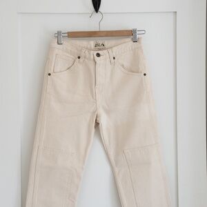 Hey Gang Cream Denim patched knee pants 24